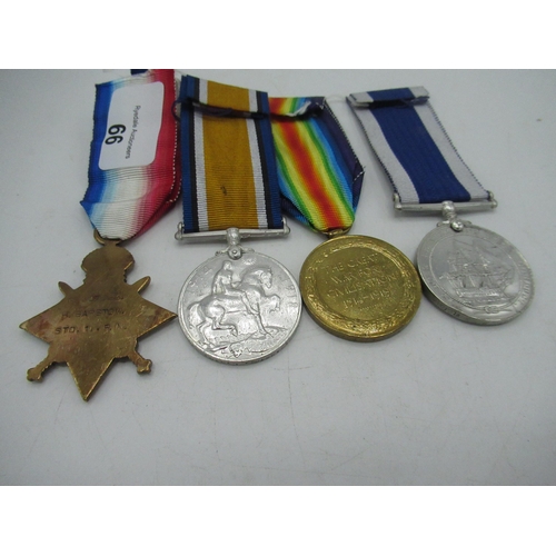 66 - WWI group of medals awarded to P. 307833 H. Barstow Sto.1.RN, comprising of 1914 - 15 Star, War Meda... 