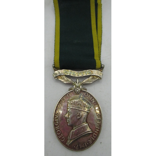 75 - Geo. VI Efficiency medal with Militia bar awarded to 1926753 C.Q.M Sjt. A. W. Blower R.E