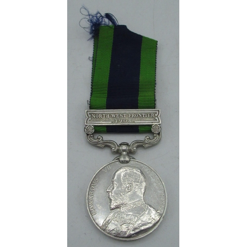 78 - Edw. VII India General Service medal with North West Frontier 1908 clasp awarded to 7575 Pte. J. Bro... 