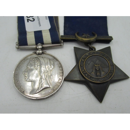 82 - Egypt 1882 campaign medal awarded to 14486 Sapr. J. A. Havard C. TP R.E, Khedive Star (2)