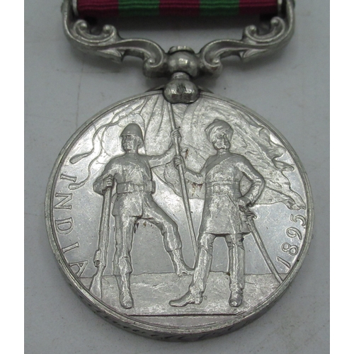 86 - India 1895 medal with clasp for Tirah 1897 - 98 and Punjab Frontier 1897 - 98, awarded to 3745 Corp.... 