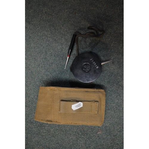 290 - Military volt meter with crowsfoot arrow in webbing pouch