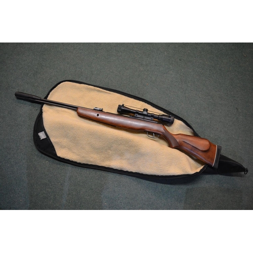 337A - Gamo CFX Royal .22 cal air rifle, under lever action, Haywire scope and moderator, with fleece lined... 