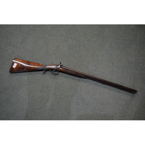 350 - Double barrelled muzzle loading hammer shotgun, barrel L27.5