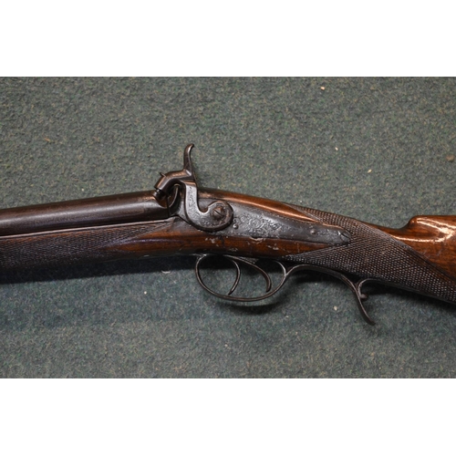 350 - Double barrelled muzzle loading hammer shotgun, barrel L27.5