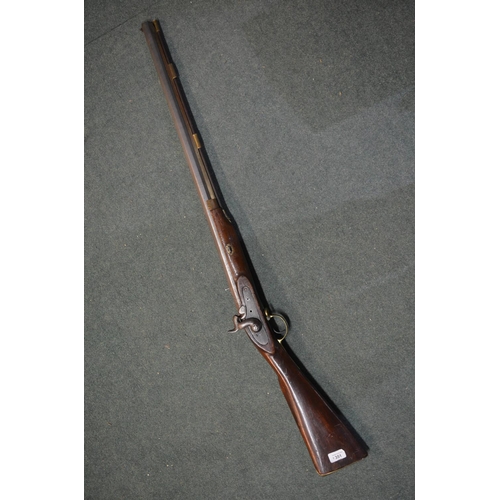 351 - Percussion cap muzzle loading rifle with octagonal barrel, makers HHGS, barrel L29