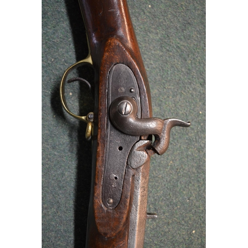 351 - Percussion cap muzzle loading rifle with octagonal barrel, makers HHGS, barrel L29