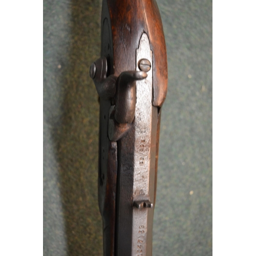 351 - Percussion cap muzzle loading rifle with octagonal barrel, makers HHGS, barrel L29