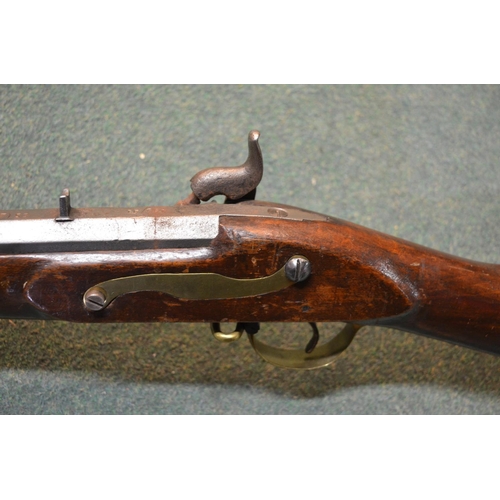 351 - Percussion cap muzzle loading rifle with octagonal barrel, makers HHGS, barrel L29