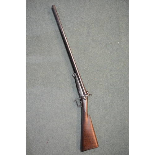 355 - Double barrelled pinfire shotgun with under lever with ornate engraving through action and trigger g... 