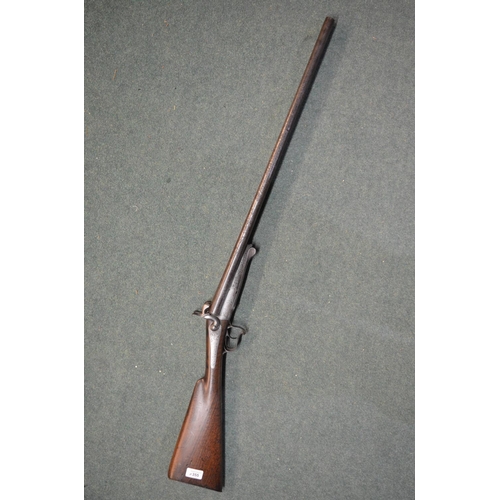 355 - Double barrelled pinfire shotgun with under lever with ornate engraving through action and trigger g... 