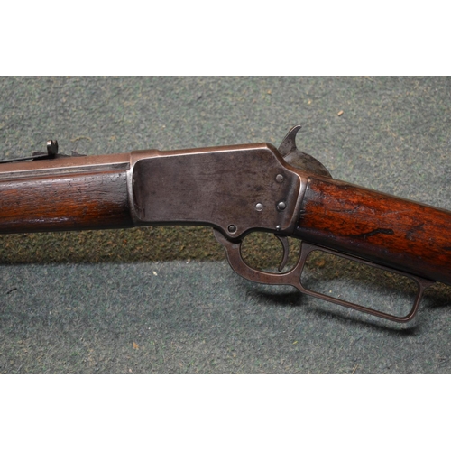 356 - Marlin lever action repeating rifle by Marlin Firearms Company of Newhaven, March 1892 with octagona... 