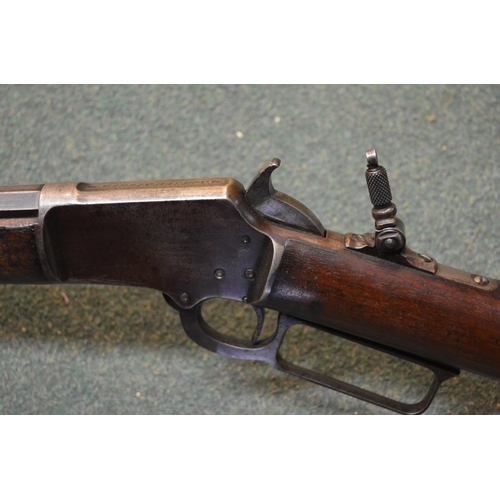 357 - Marlin lever action repeating rifle by Marlin Firearms Company of Newhaven, March 1892 with octagona... 