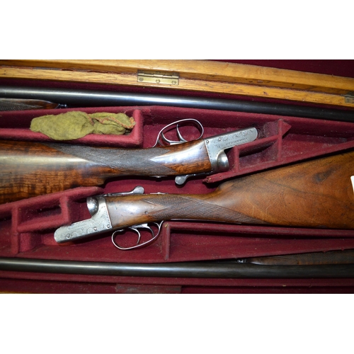 364 - Set of cased Webley & Scott side by side twelve bore shotguns. SN 123800 side by side ejector shotgu... 