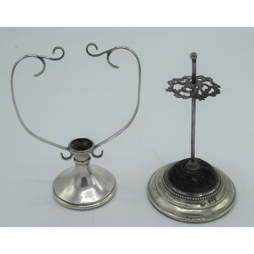 107 - Edw.VII hallmarked Sterling silver pin stand with velvet cushion (makers unknown), Birmingham, 1907 ... 