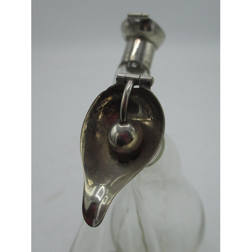 76 - Edw.VII double neck oil and vinegar bottles with hallmarked Sterling silver hinged ball stoppers and... 