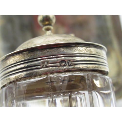 15 - Geo.IV hallmarked Sterling silver eight bottle rectangular cruet stand with C scroll loop handle, re... 