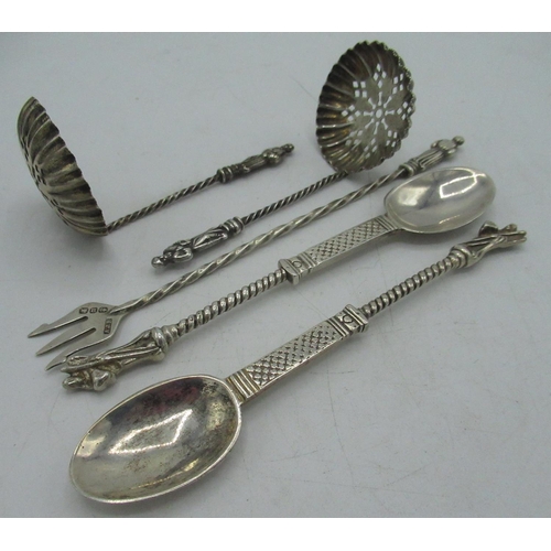 169 - Pair of Victorian hallmarked Sterling silver apostle teaspoons by Pairpoint Brothers, London, 1882, ... 