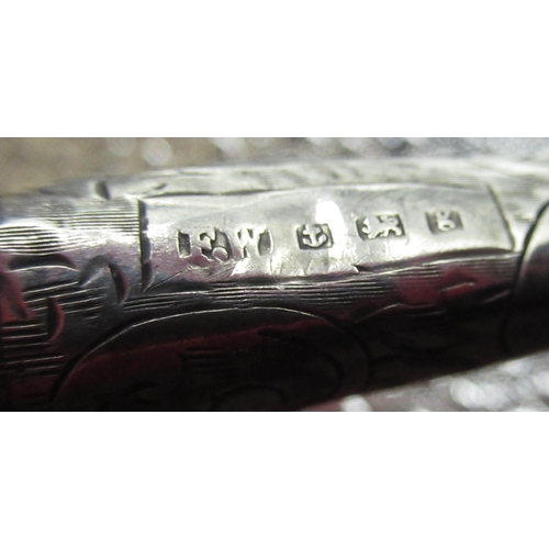 150 - Edw.VII hallmarked Sterling silver cigarette holder with all over bright cut decoration by Thomas He... 