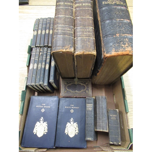 271 - Victorian leather bound Holy Bible with brass corners and clasps, with illustrations, references and... 