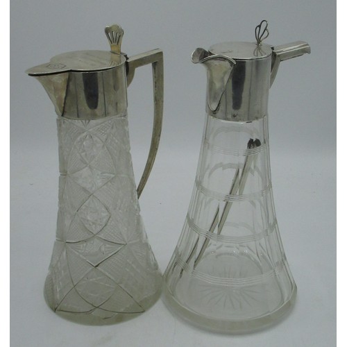 144 - Hallmarked Sterling silver claret jug of conical form and mounts with inscription “Presented by FLT.... 