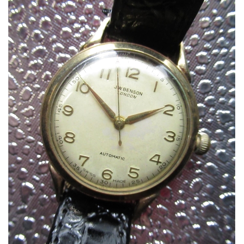 210 - J W Benson, London 1950's 9ct gold cased automatic wrist watch, three piece gold case with snap on b... 
