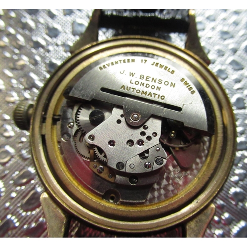 210 - J W Benson, London 1950's 9ct gold cased automatic wrist watch, three piece gold case with snap on b... 