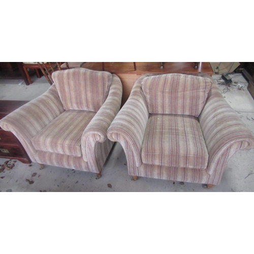 551 - Beige armchairs with green, red and orange stripes (2)