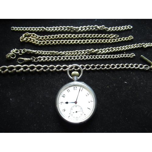 557 - Collection of various assorted watch chains and London silver hallmarked pocket watch with secondary... 