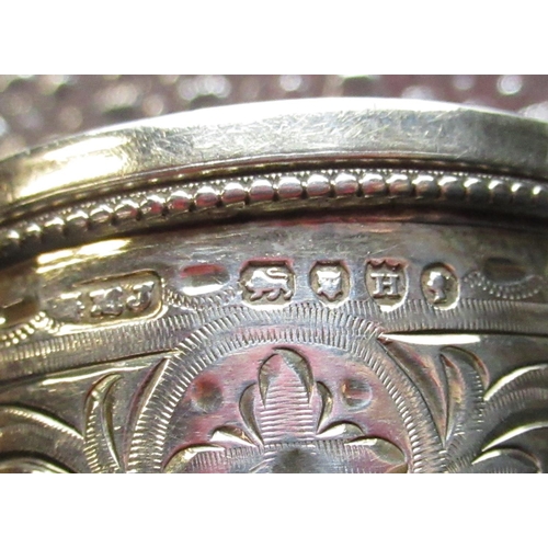 1160 - Victorian hallmarked Sterling silver napkin ring with bright cut decoration with makers mark MJ, Lon... 