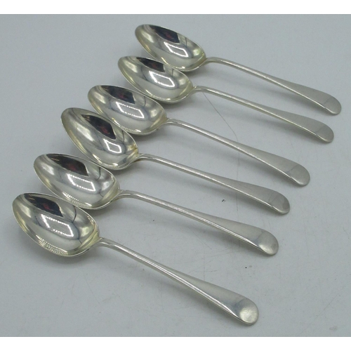 1169 - Set of six Geo.V hallmarked Sterling silver teaspoons by John Henry Potter, Sheffield, 1918, 3.7ozt