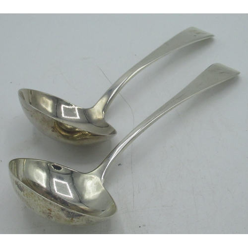 1171 - Geo.III hallmarked Sterling silver sauce ladle by W.E, London, 1807 another similar with makers mark... 