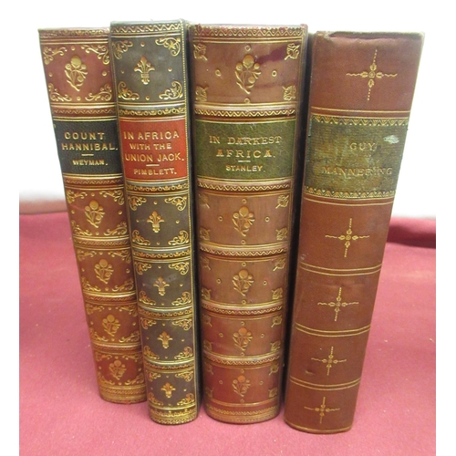 1378 - Collection of late C19th and early C20th leather bound school prize books from Pocklington School co... 