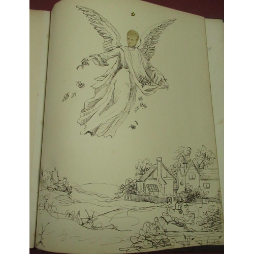 1379 - Scrap book from Waresley Park, dated 1887, containing pen sketches and photographs