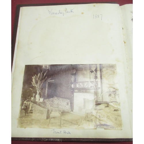 1379 - Scrap book from Waresley Park, dated 1887, containing pen sketches and photographs