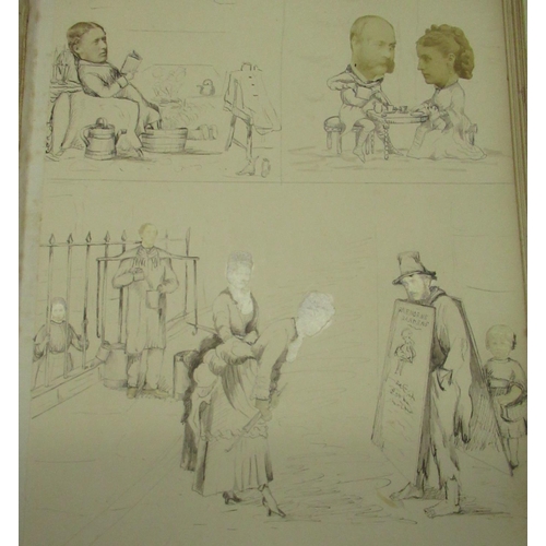 1379 - Scrap book from Waresley Park, dated 1887, containing pen sketches and photographs