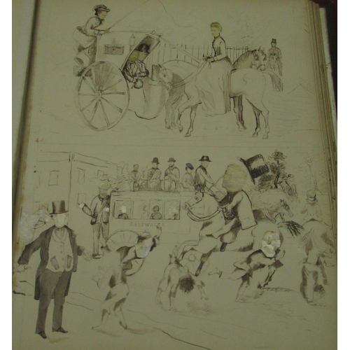 1379 - Scrap book from Waresley Park, dated 1887, containing pen sketches and photographs