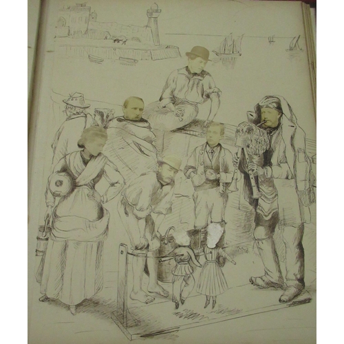 1379 - Scrap book from Waresley Park, dated 1887, containing pen sketches and photographs