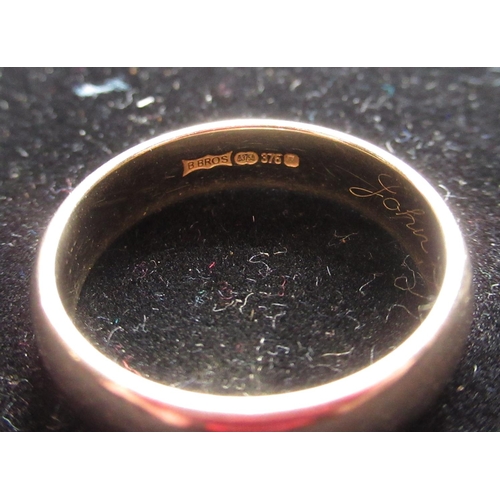 14 - Hallmarked 9ct yellow gold wedding band with makers mark B.Bros, 375, London, size O, 4g