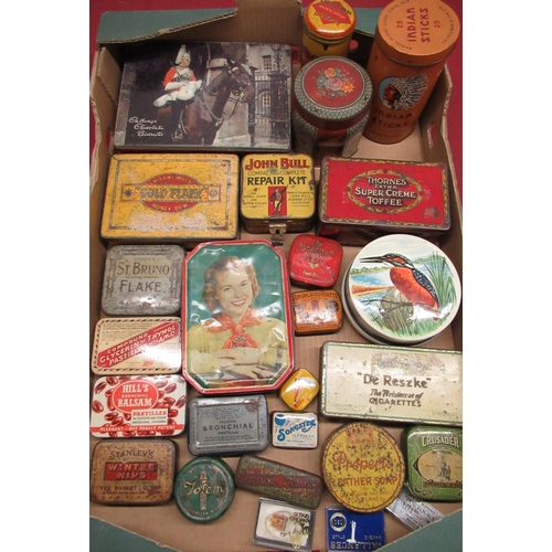 158 - Collection of vintage tins including John Bull Compact and Complete Repair Kit for Small Cars and Mo... 