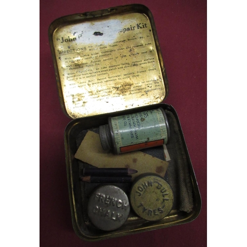 158 - Collection of vintage tins including John Bull Compact and Complete Repair Kit for Small Cars and Mo... 