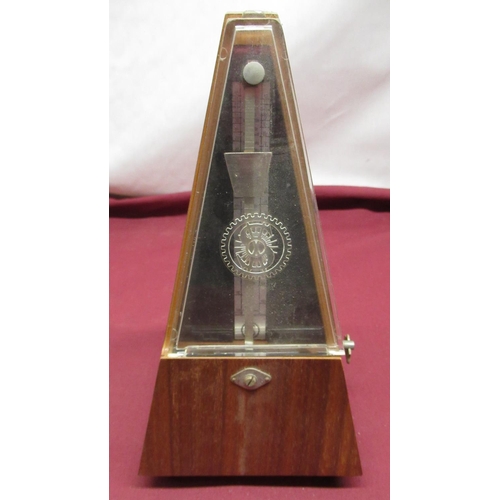 161 - French metronome in original box, EPNS oval galleried tray, two brass button polishing sticks, three... 