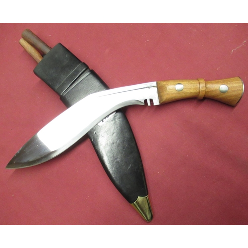 215 - Late C20th Kukri in original leather sheath complete with Karda and Chakmak