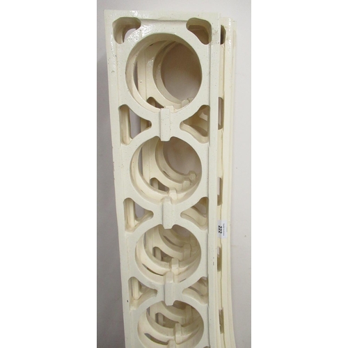 222 - Selection of cream painted cast iron garden wall top trellis, largest piece 158cm (8)