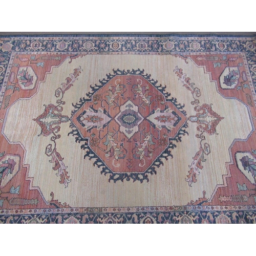 356 - Late C20th Egyptian Gabbeh traditional pattern rug, central medallion surrounded by striped beige fi... 