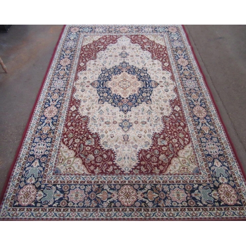 357 - C20th Axminister Ahar Heritz traditional pattern rug, central blue and beige medallion surrounded by... 