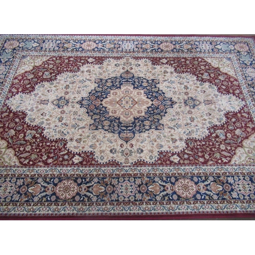 357 - C20th Axminister Ahar Heritz traditional pattern rug, central blue and beige medallion surrounded by... 