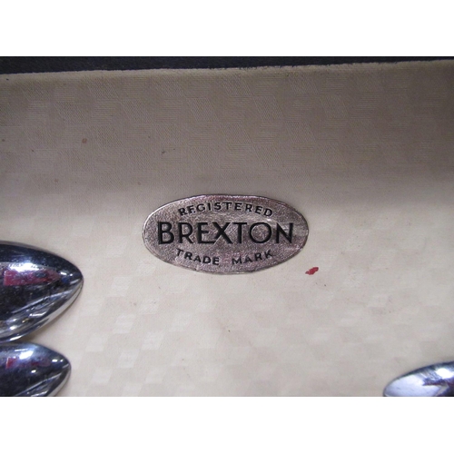 179 - 1930's Brexton picnic case for four people, with chrome lidded sandwich boxes, kettle, glass contain... 