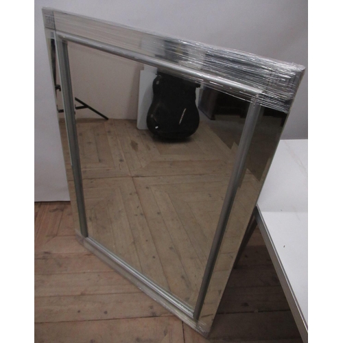 199 - Contemporary wall mirror, bevelled plate in mirrored frame