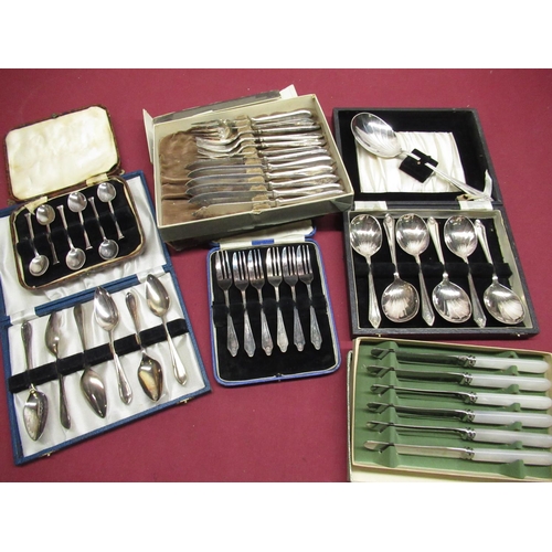 119 - Selection of various EPNS silver plated cutlery, including cased sets of dessert forks, dessert spoo... 